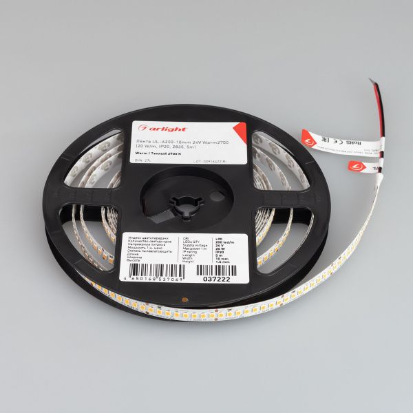 Arlight 037222 Светодиодная лента UL-A200-10mm 24V Warm2700 (20 W/m, IP20, 2835, 5m) (Arlight, высок.эфф.150 лм/Вт) Оборудование Arlight 037222 Светодиодная лента UL-A200-10mm 24V Warm2700 (20 W/m, IP20, 2835, 5m) (Arlight, высок.эфф.150 лм/Вт) по выгодной цене. Купить в Москве со скидкой.