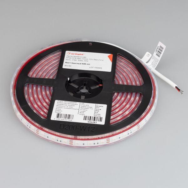 Arlight 036281 Светодиодная лента герметичная RTW-PFS-B60-13mm 12V Red (14.4 W/m, IP68, 5060, 5m) (Arlight, 14.4 Вт/м, IP68) Оборудование Arlight 036281 Светодиодная лента герметичная RTW-PFS-B60-13mm 12V Red (14.4 W/m, IP68, 5060, 5m) (Arlight, 14.4 Вт/м, IP68) по выгодной цене. Купить в Москве со скидкой.