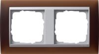 Gira 0212 59 Установочная рамка Gira Event Opaque Темно-коричневый с промежуточной рамкой цвета "алюминий"