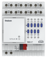 Theben 4930200 Универсальный актуатор: 8 каналов реле или 4 канала управления приводами штор. Линейка MIX2 RMG 8 T KNX
