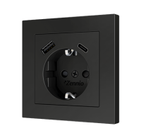 Zennio ZS55CSC2USA ZS55. Крышка для розетки Schuko с USB-портами C и A 55x55 мм - Антрацит