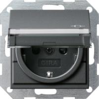 Gira 2762 28 Розетка SCHUKO 16 A 250 В~ с откидной крышкой, полем для надписи, с затвором (shutter) и символом