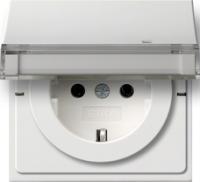 Gira 0439 112 Розетка SCHUKO 16 A 250 В~ с откидной крышкой, полем для надписи, с затвором (shutter) и символом