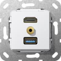Gira 568103 Вставка HDMI, USB 3.0 тип A и мини-джек 3,5 ммРазветвительный кабель