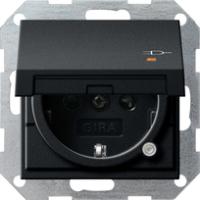 Gira 2763 005 Розетка SCHUKO 16 A 250 В~ с откидной крышкой, контрольной лампочкой, с затвором (shutter) и символом