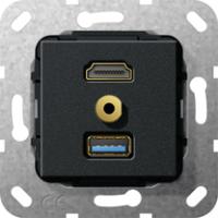 Gira 568110 Вставка HDMI, USB 3.0 тип A и мини-джек 3,5 ммРазветвительный кабель