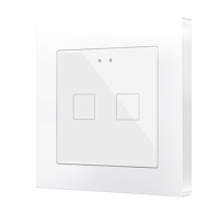 Zennio Емкостный сенсорный выключатель с подсветкой (55 x 55 мм) Flat 55 X2v2, 2-кнопочный, цвет: белый, оттенок: глянцевый ZVIF55X2V2GW