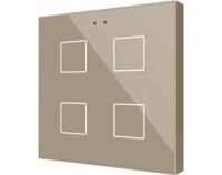 Zennio ZVIFR4C Flat RGB 4. Емкостный сенсорный переключатель с RGB-подсветкой Flat RGB, 4 кнопки, шампань