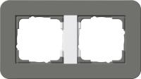 Gira 0212 413 Установочная рамка Gira E3 Soft-Touch темно-серый с несущей рамкой цвета белый глянцевый