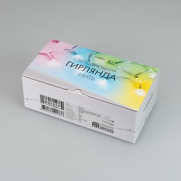 Оборудование Arlight 031517 Светодиодная гирлянда ARD-STRING-CLASSIC-9000-CLEAR-60LED-LIVE RGB-SPI (12V, 40W) (ARDCL, IP65) по выгодной цене. Купить в Москве со скидкой.