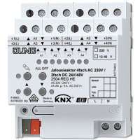 Jung 2504 REGHE KNX актуатор жалюзи 4 группы AC 110 – 230 В, 2 группы DC 12 – 48 В