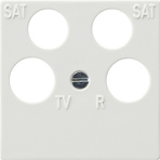Gira 0259 40 Центральная пластина, 4-местн., (50 x 50 мм) для коаксиальной антенной розетки с 2 дополнительными подключениями спутниковой антенны (SAT)