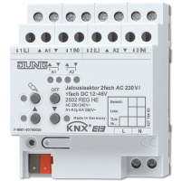 Jung 2502 REGHE Актуатор жалюзи KNX, 2-местный, 110–230 В переменного тока, 1-местный, 12–48 В постоянного тока