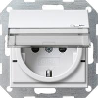 Gira 2762 27 Розетка SCHUKO 16 A 250 В~ с откидной крышкой, полем для надписи, с затвором (shutter) и символом