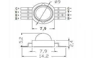 Оборудование Arlight 020332 Мощный светодиод ARPL-4W-EPA-RGBW (350mA) (Arlight, Emitter) по выгодной цене. Купить в Москве со скидкой.