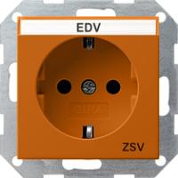 Gira 047302 Розетка SCHUKO 16 A 250 В~ с полем для надписис оранжевой накладкой и надписью "ZSV" (дополнительное бесперебойное питание)