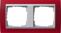 Gira 0212 92 Установочная рамка Gira Event Opaque Красный с промежуточной рамкой цвета "алюминий"