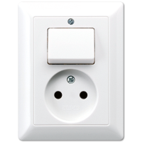 Jung AS 5546 EU WW Розетка без заземления 16 A / 250 B ~с универсальным (проходным) выключателем 10 A / 250 B ~