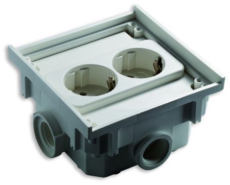 ABL 1632602 ДВОЙНАЯ РОЗЕТКА ТЕРМОПЛАСТ, 4 КАБЕЛЬНЫХ ВВОДА С РЕЗЬБОЙ