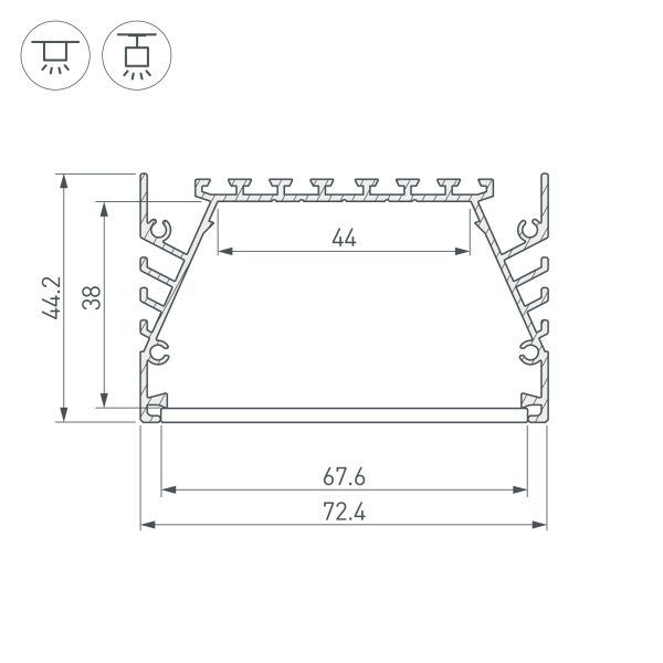 Оборудование Arlight 019879 Профиль KLUS-POWER-W70-2000 ANOD (Arlight, Алюминий) по выгодной цене. Купить в Москве со скидкой.