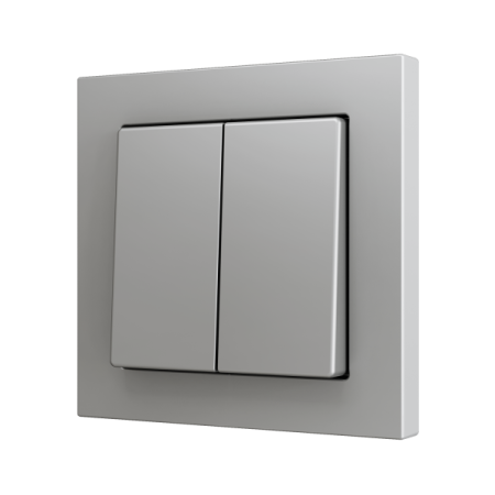 Zennio ZS552PB2S ZS55, Двойная мягкая кнопка для 2 бинарных входов 55x55 мм – Серебристый