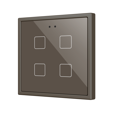 Zennio ZVIFR70X4M Выключатель сенсорный KNX Flat RGB 70 X4, 4 кнопки, 70x70, мокко