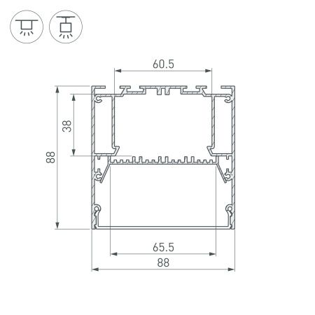 Оборудование Arlight 036362 Профиль ARH-POWER-W88-2000 ANOD (Arlight, Алюминий) по выгодной цене. Купить в Москве со скидкой.