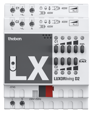 Theben 4800470 2-канальный универсальный диммер (RLC) LUXORliving D2