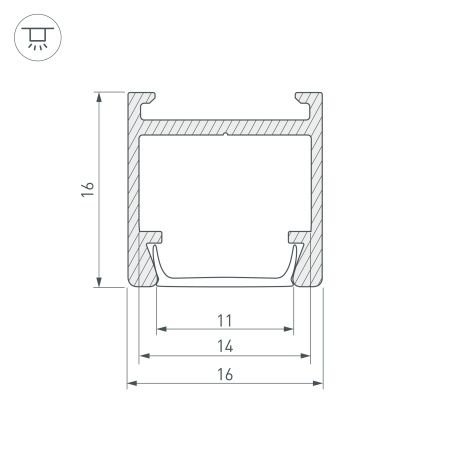 Оборудование Arlight 023858 Профиль PDS-H16-2000 ANOD (Arlight, Алюминий) по выгодной цене. Купить в Москве со скидкой.