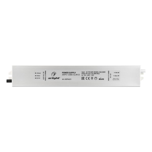 Оборудование Arlight 025744(1) Блок питания ARPV-12080-SLIM-D (12V, 6.7A, 80W) (Arlight, IP67 Металл, 3 года) по выгодной цене. Купить в Москве со скидкой.