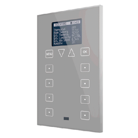 Zennio Roll-ZAS / Контроллер комнатный KNX, 8 сенсорных кнопок, дисплей 1.8 дюймов с меню, цвет: Серебряный ZN1VI-TPZAS-S