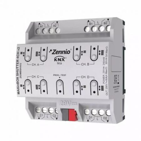 Zennio Актуатор жалюзийный KNX MAXinBOX SHUTTER 4CH v2 ZIOMBSH4V2