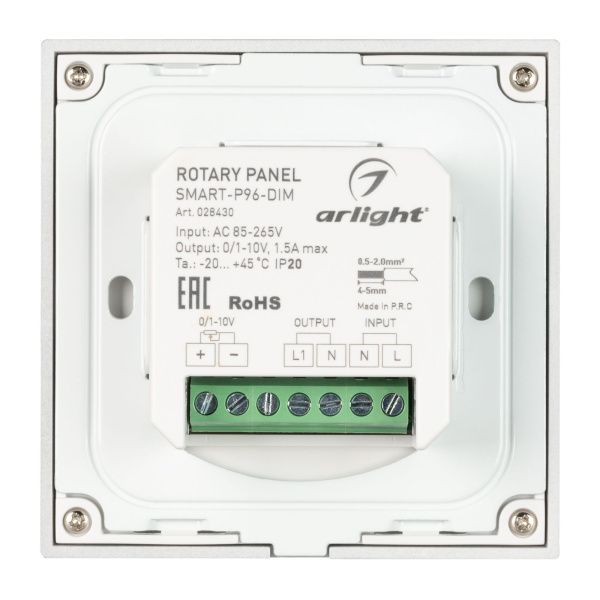Оборудование Arlight 028430 Панель SMART-P96-DIM-IN White (230V, 1.5A, 0-10V, Rotary, 2.4G) (Arlight, Пластик) по выгодной цене. Купить в Москве со скидкой.