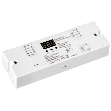 Arlight 020375 Декодер DMX SR-2102AC (230V, 2x1.2A) (ARL, IP20 Пластик, 3 года)