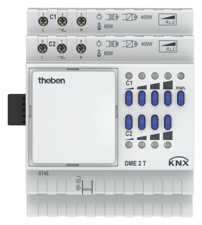 Theben 4930275 2-х канальный универсальный светорегулятор линейки MIX2 DME 2 T KNX