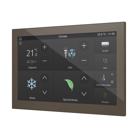 Zennio ZVIZ100M Z100. Цветная емкостная сенсорная панель (10-дюймовый дисплей), мокко