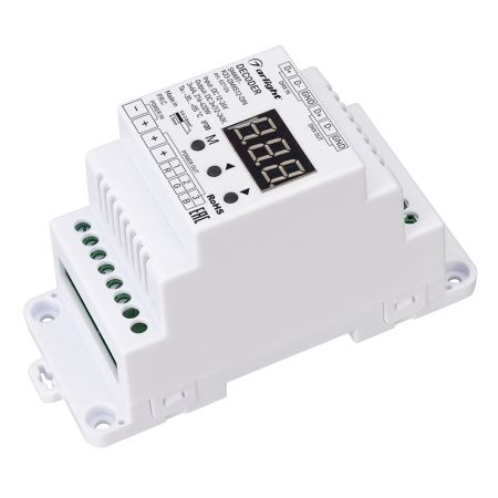 Оборудование Arlight 027126 Декодер SMART-K23-DMX512-DIN (12-24V, 3x6A) (Arlight, IP20 Пластик, 5 лет) по выгодной цене. Купить в Москве со скидкой.