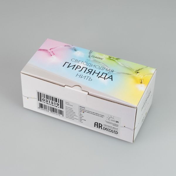 Оборудование Arlight 031519 Светодиодная гирлянда ARD-STRING-CLASSIC-6000-BLACK-40LED-LIVE RGB-SPI (12V, 26W) (Ardecoled, IP65) по выгодной цене. Купить в Москве со скидкой.