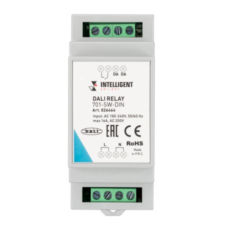 Оборудование Arlight 026464 INTELLIGENT ARLIGHT Релейный модуль DALI-701-SW-DIN (BUS, 16A) (IARL, DIN-рейка) по выгодной цене. Купить в Москве со скидкой.