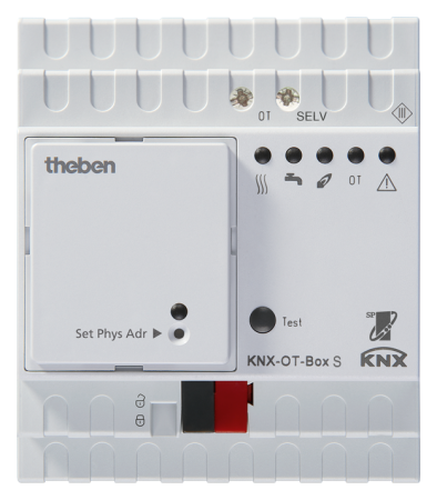 Theben 8559201 Шлюз KNX-OT-Box S служит интерфейсом между котлами, управляемыми по OT-шине (протокол OpenTherm) и KNX системой KNX-OT-Box S