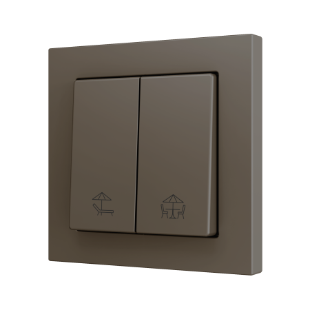 Zennio ZS552PB2MC ZS55, Двойная мягкая кнопка для 2 бинарных входов 55x55 мм – цвет мокко – на заказ