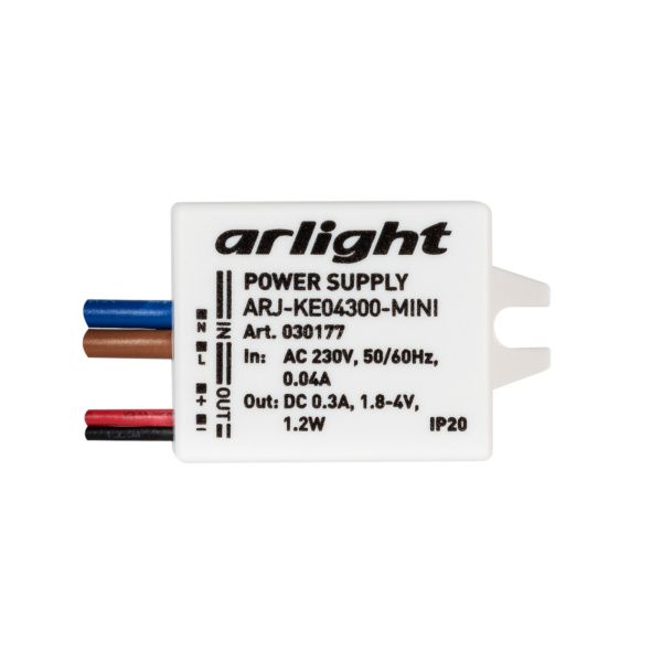 Оборудование Arlight 030177 Блок питания ARJ-KE04300-MINI (1.2W, 300mA) (Arlight, IP20 Пластик, 5 лет) по выгодной цене. Купить в Москве со скидкой.