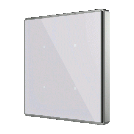 Zennio Выключатель сенсорный KNX Square TMD, 4-кнопочный, 2хAI/DI, термостат, датчик температуры, цвет: Серебряный ZVI-SQTMD4-S