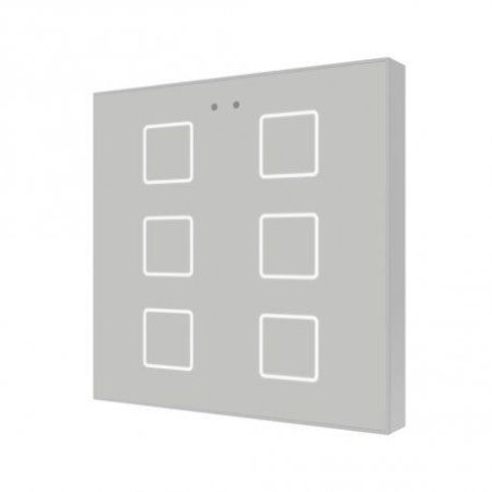 Zennio ZVIF6V2S Выключатель сенсорный KNX Flat 6 V2, 6-кнопочный, LED индикация, 2хAI/DI, цвет: Серебряный