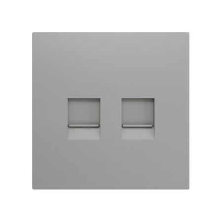 Zennio ZS70C245S ZS70, Декоративная накладка для разъема RJ45 70x70 мм, 2 вставки, цвет серебристый