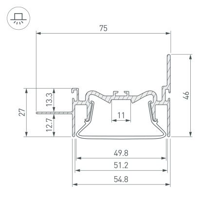 Оборудование Arlight 035771 Профиль FOLED-50-WALL-2000 (Arlight, Алюминий) по выгодной цене. Купить в Москве со скидкой.