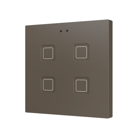 Zennio ZVITR4M Tecla RGB 4. Емкостная кнопка из PC-ABS, 4 кнопки, мокко