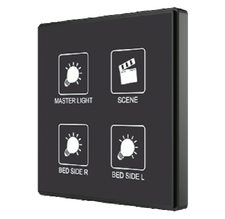 Zennio Выключатель сенсорный KNX Square TMD, 4-кнопочный, 2хAI/DI, термостат, датчик температуры, цвет: Цвет на выбор ZVI-SQTMD4-CUS