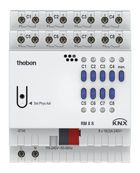 Оборудование Theben 4940220 8-х канальный релейный актуатор. Линейка FIX1 RM 8 S KNX по выгодной цене. Купить в Москве со скидкой.