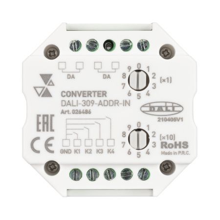 Оборудование Arlight 026486 INTELLIGENT ARLIGHT Конвертер DALI-309-ADDR-IN (DALI bus) (IARL, -) по выгодной цене. Купить в Москве со скидкой.